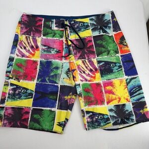 Salt Life Board Shorts Mens 36 Multi Color SLX-QD Vapor Stretch Tropical Fish